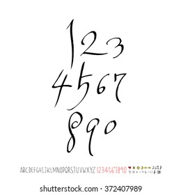 Alphabet & number / handwriting - vector