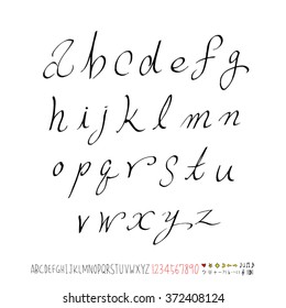 Alphabet & number / handwriting - vector