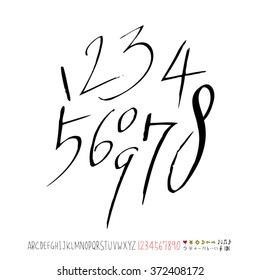 Alphabet & number / handwriting - vector
