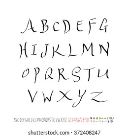 Alphabet & number / handwriting - vector