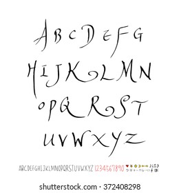 Alphabet & number / handwriting - vector
