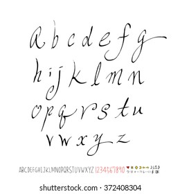 Alphabet & number / handwriting - vector