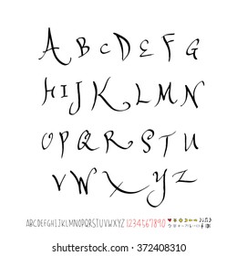 Alphabet & number / handwriting - vector