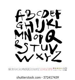 Alphabet & number / handwriting - vector