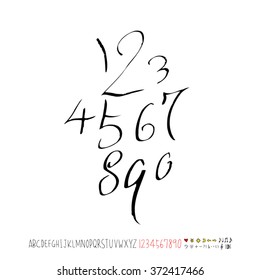 Alphabet & number / handwriting - vector