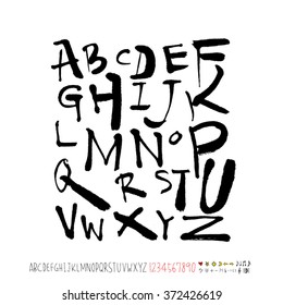 Alphabet & number / handwriting - vector