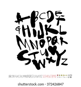 Alphabet & number / handwriting - vector