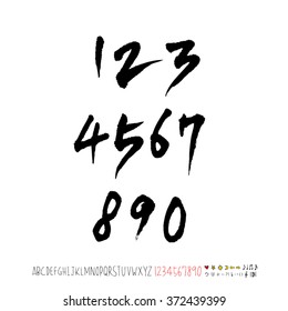 Alphabet & number / handwriting - vector