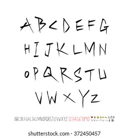 Alphabet & number / handwriting - vector