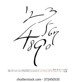 Alphabet & number / handwriting - vector