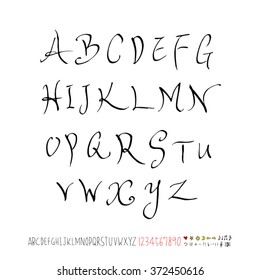 Alphabet & number / handwriting - vector
