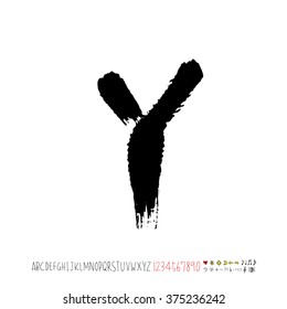 Alphabet & number / handwriting - vector