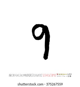 Alphabet & number / handwriting - vector