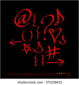 Alphabet & number / handwriting - vector