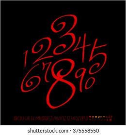 Alphabet & number / handwriting - vector