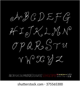Alphabet & number / handwriting - vector