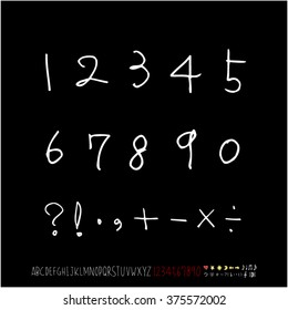 Alphabet & number / handwriting - vector
