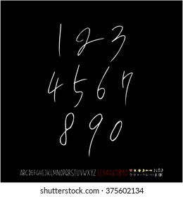 Alphabet & number / handwriting - vector