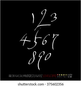 Alphabet & number / handwriting - vector
