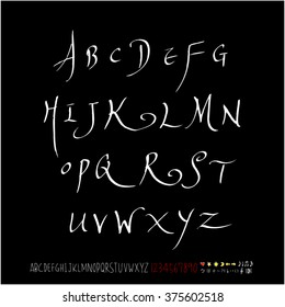 Alphabet & number / handwriting - vector