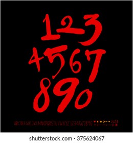 Alphabet & number / handwriting - vector