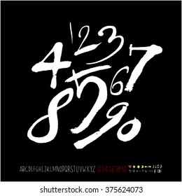 Alphabet & number / handwriting - vector