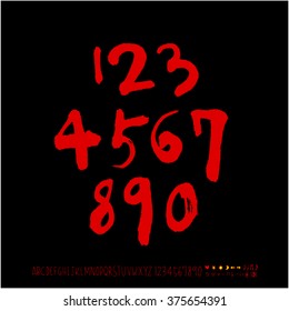 Alphabet & number / handwriting - vector