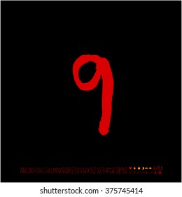 Alphabet & number / handwriting - vector