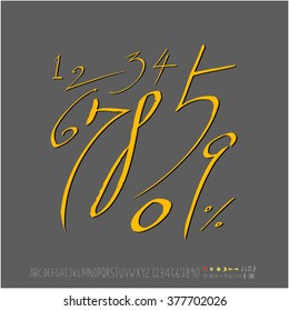 Alphabet & number / handwriting - vector