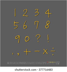 Alphabet & number / handwriting - vector