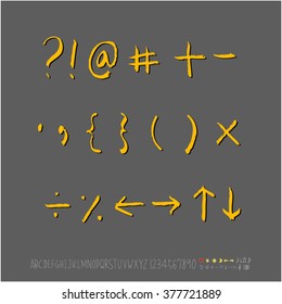 Alphabet & number / handwriting - vector