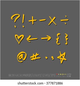 Alphabet & number / handwriting - vector