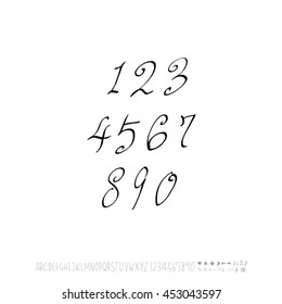 Alphabet & number / handwriting - vector
