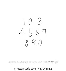Alphabet & number / handwriting - vector