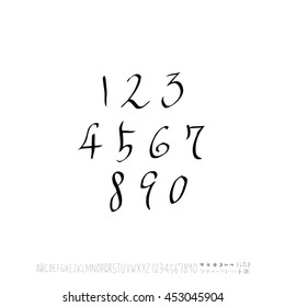 Alphabet & number / handwriting - vector