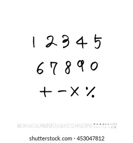 Alphabet & number / handwriting - vector
