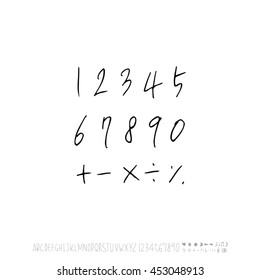 Alphabet & number / handwriting - vector