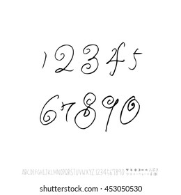 Alphabet & number / handwriting - vector