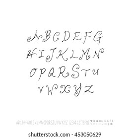 Alphabet & number / handwriting - vector
