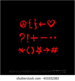 Alphabet & number / handwriting - vector
