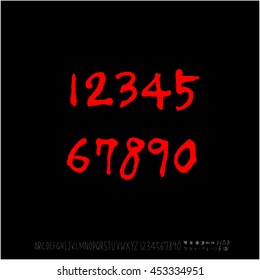 Alphabet & number / handwriting - vector