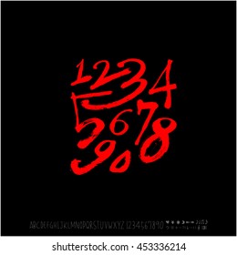 Alphabet & number / handwriting - vector
