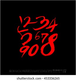 Alphabet & number / handwriting - vector