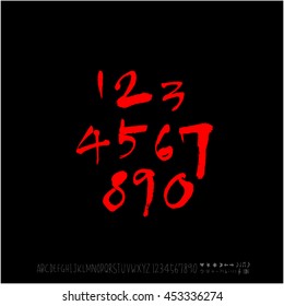 Alphabet & number / handwriting - vector