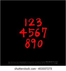 Alphabet & number / handwriting - vector