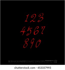 Alphabet & number / handwriting - vector