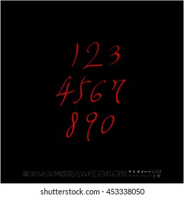 Alphabet & number / handwriting - vector