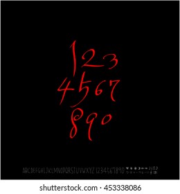 Alphabet & number / handwriting - vector