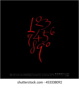Alphabet & number / handwriting - vector