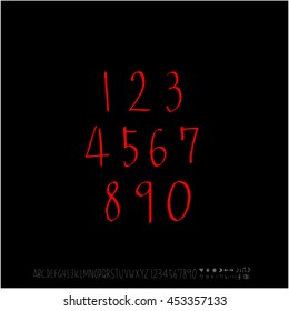 Alphabet & number / handwriting - vector